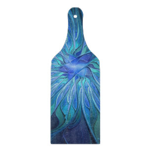 Planche À Découper Fantaisie de fleurs bleues, motif d'art fractal ab