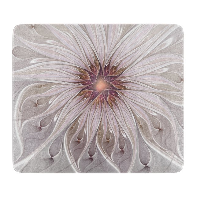 Planche À Découper Fantaisie florale, fleur pastel moderne abstraite (Devant)