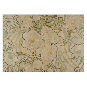Planche À Découper Faon 1897 de roses de pivoine de pivoines