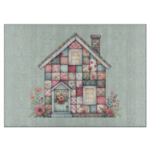 Planche À Découper Fausse Maison Florale Cottagecore Patchwork