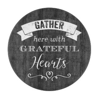Planche À Découper FAUX Chalkboard, Grateful Hearts Cutboard