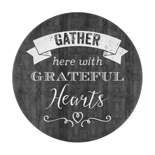 Planche À Découper FAUX Chalkboard, Grateful Hearts Cutboard (Devant)