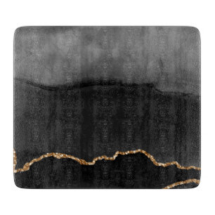 Planche À Découper Faux Gris Marbré Agate Parties scintillant dorée