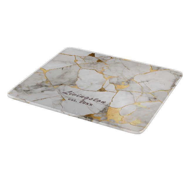 Planche À Découper Faux Marbre Doré Personnalisé Établi (Coin)
