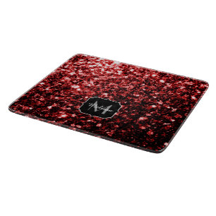 Planche À Découper Faux paillettes rouge foncé éclats de glamour Mono