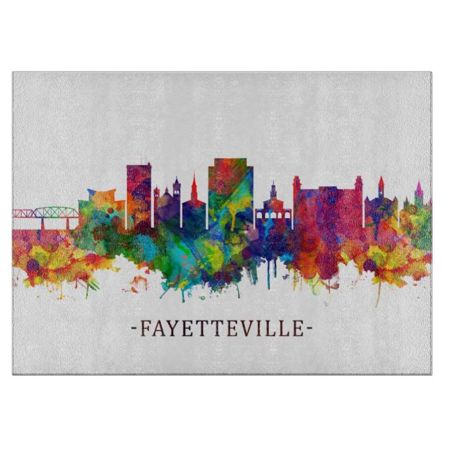 Planche À Découper Fayetteville Caroline du Nord Skyline (Devant)