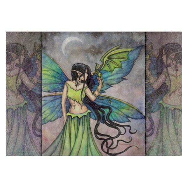 Planche À Découper Fée de dragon d'émeraude Art Fantastique (Devant)