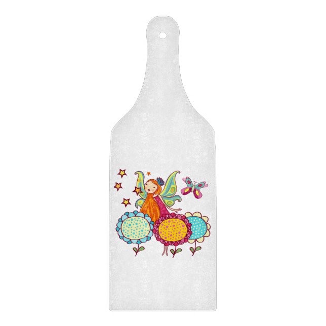 Planche À Découper Fée de jardin avec des fleurs (Devant)