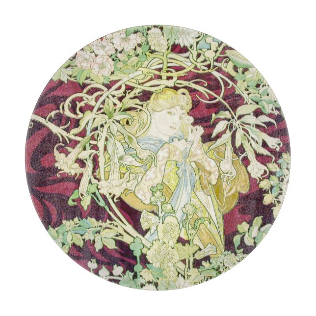 Planche À Découper Femme à marguerite - Mucha daisy textile repro (Devant)