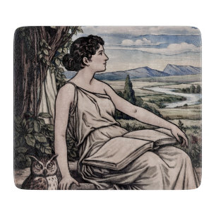 Planche À Découper Femme Art nouveau lisant sous un arbre de style vi
