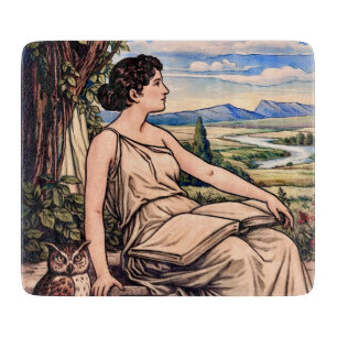 Planche À Découper Femme Art Nouveau lisant sous un arbre d'époque