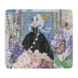 Planche À Découper Femme élégante bleue Robe florale Chic