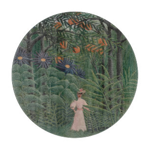 Planche À Découper Femme marchant dans une forêt exotique, Henri Rous