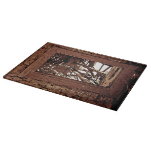 Planche À Découper Fenêtre rustique occidentale en verre de grange de