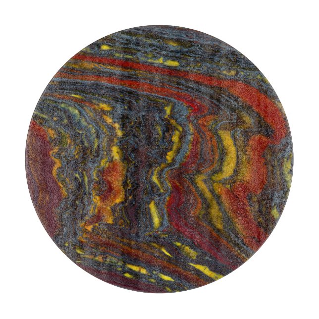 Planche À Découper Fer De Tigre En Rouge, Jaune, Bleu (Devant)