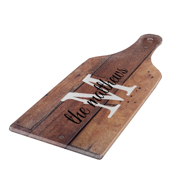 Planche À Découper Ferme en bois rustique Pays Monogramme (Coin)