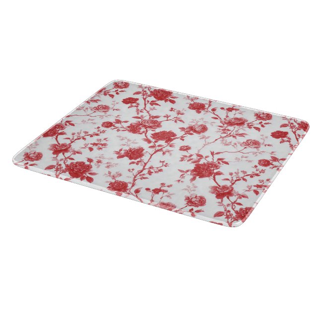 Planche À Découper Fête de mariage floral aux roses rouges (Coin)