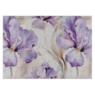 Planche À Découper Fête de Mariage Florale Iris Crème Violette Romant