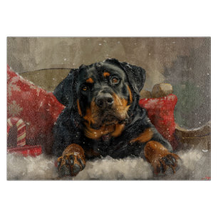 Planche À Découper Fête de Noël de chien Rottweiler