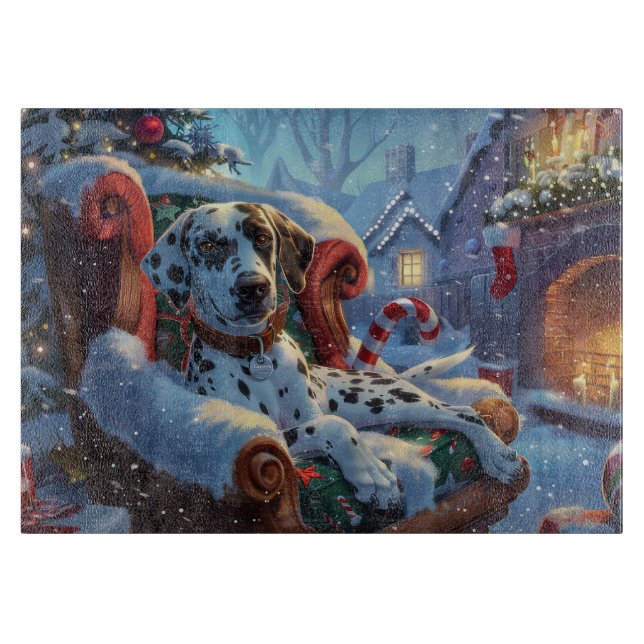 Planche À Découper Fête de Noël des Chiens de Dalmatie (Devant)
