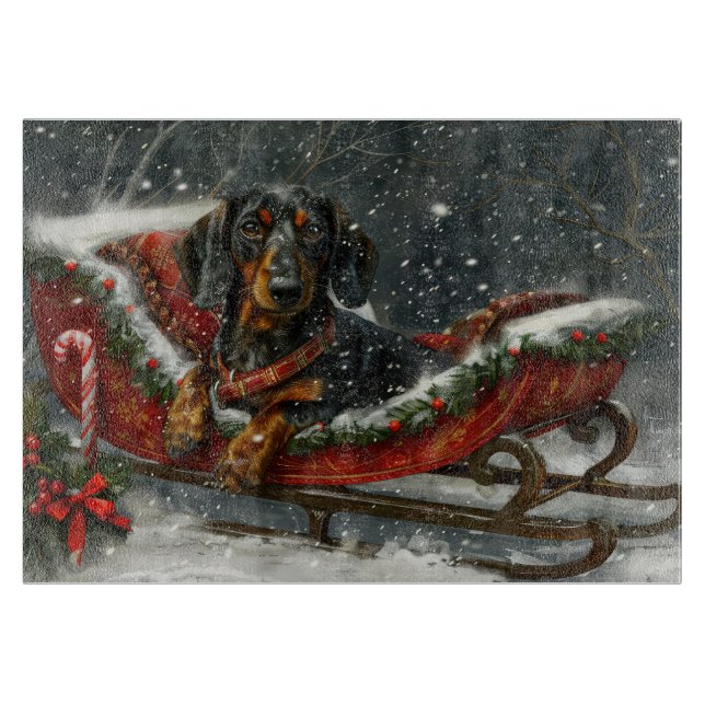 Planche À Découper Fête de Noël du chien Dachshund (Devant)