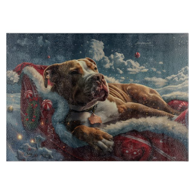 Planche À Découper Fête de Noël du chien Pitbull (Devant)