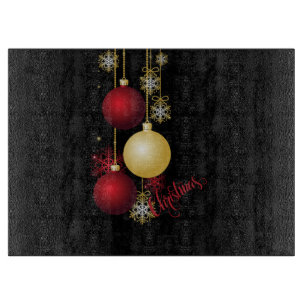 Planche À Découper Fête de Noël noire, or et rouge