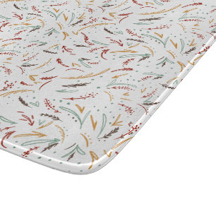Planche À Découper Fête des feuilles rouges sarcelle et brunes et bai