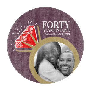 Planche À Découper fête du 40e anniversaire du mariage ruby red gemst