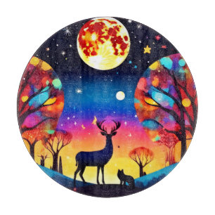 Planche À Découper Feu de nuit de la forêt