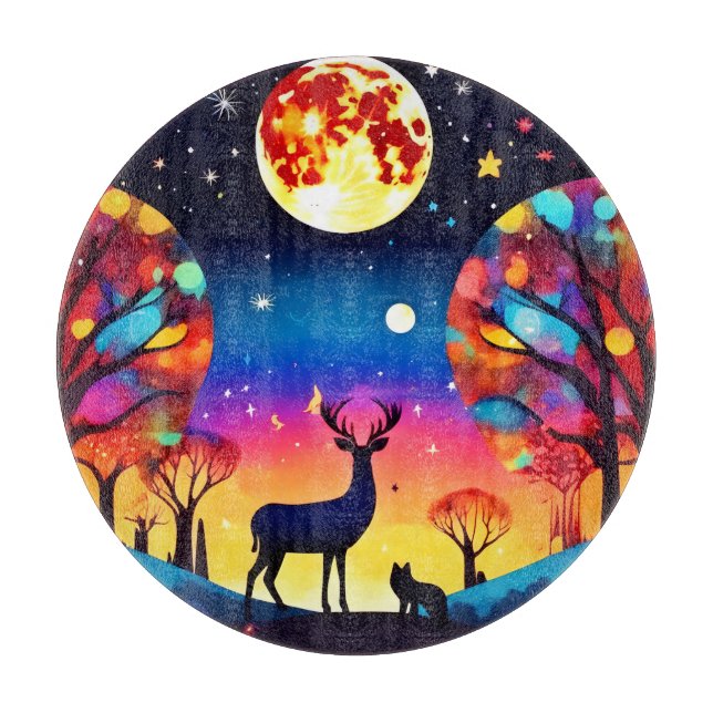 Planche À Découper Feu de nuit de la forêt (Devant)
