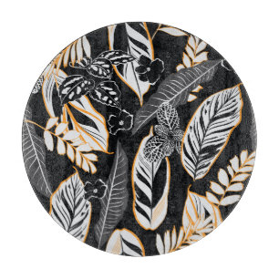 Planche À Découper Feuillage de nuit tropical : Motif Vintage foncé