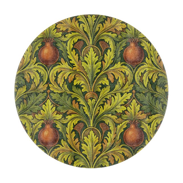 Planche À Découper Feuillage doré Grenade Orné William Morris  (Devant)