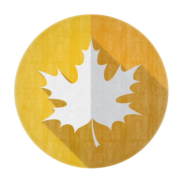 Planche À Découper Feuille d'érable blanche d'automne sur or à deux t (Devant)