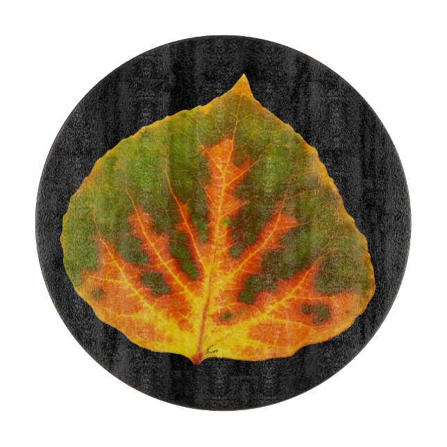 Planche À Découper Feuille vert orange et jaune d'Aspen #1 (Devant)