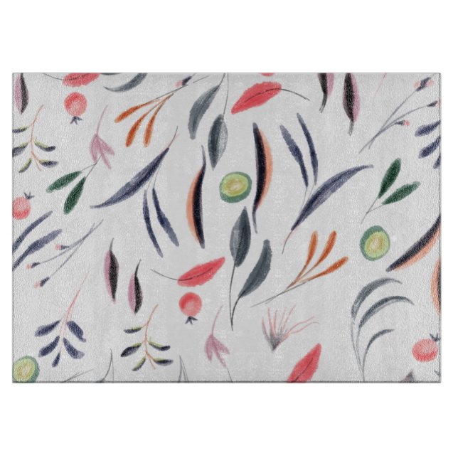 Planche À Découper Feuilles d'aquarelle légère et Motif de baies (Devant)