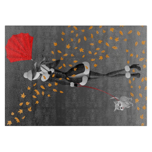 Planche À Découper Feuilles d'automne de Dog Walker (Devant)