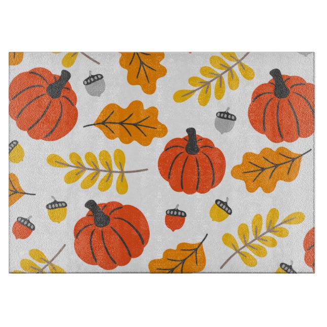 Planche À Découper Feuilles d'automne et citrouilles (Devant)