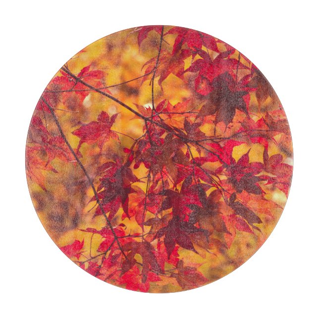 Planche À Découper Feuilles d'automne Feuillage de automne Rouge Natu (Devant)