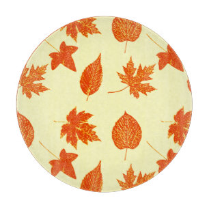 Planche À Découper Feuilles d'automne - jaune pâle et orange