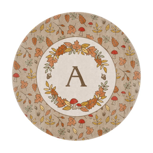 Planche À Découper Feuilles d'automne Monogram Thanksgiving (Devant)