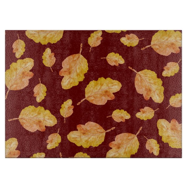 Planche À Découper Feuilles d'automne Orange (Devant)