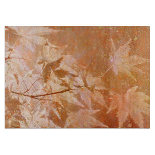 Planche À Découper Feuilles d'automne orange rouille et accents dorés