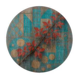 Planche À Découper Feuilles d'automne rouges Mosaïque géométrique tur