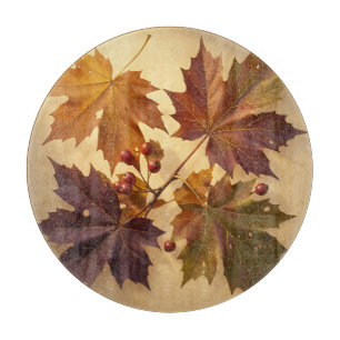 Planche À Découper Feuilles de érable automnales élégantes Rouge Baie
