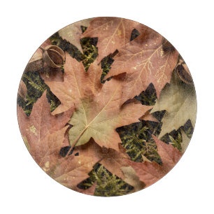Planche À Découper Feuilles de érable d'automne dorées Mousse Feuilla