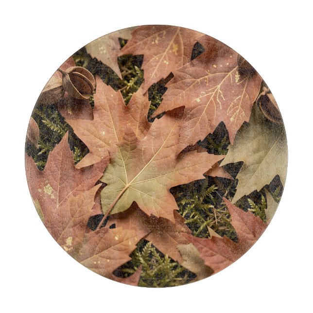 Planche À Découper Feuilles de érable d'automne dorées Mousse Feuilla (Devant)