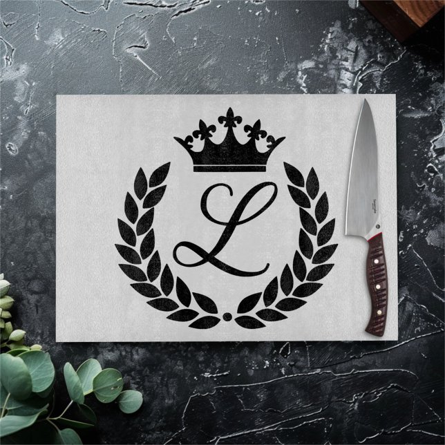 Planche À Découper Feuilles de Laurier et Couronne à Monogramme Perso (Créateur téléchargé)
