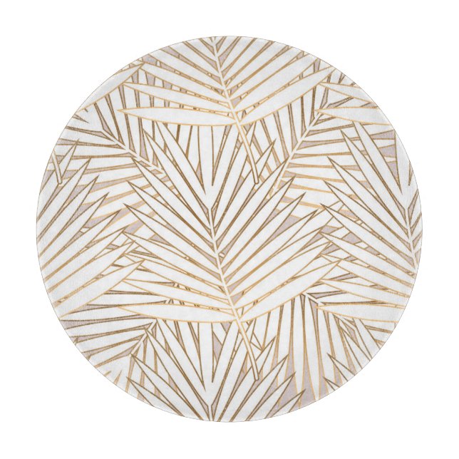 Planche À Découper Feuilles de palmiers dorés : art déco. (Devant)
