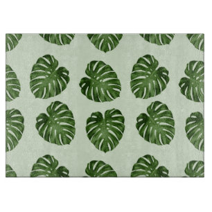 Planche À Découper Feuilles de palmiers, Feuilles verts, Motif tropic
